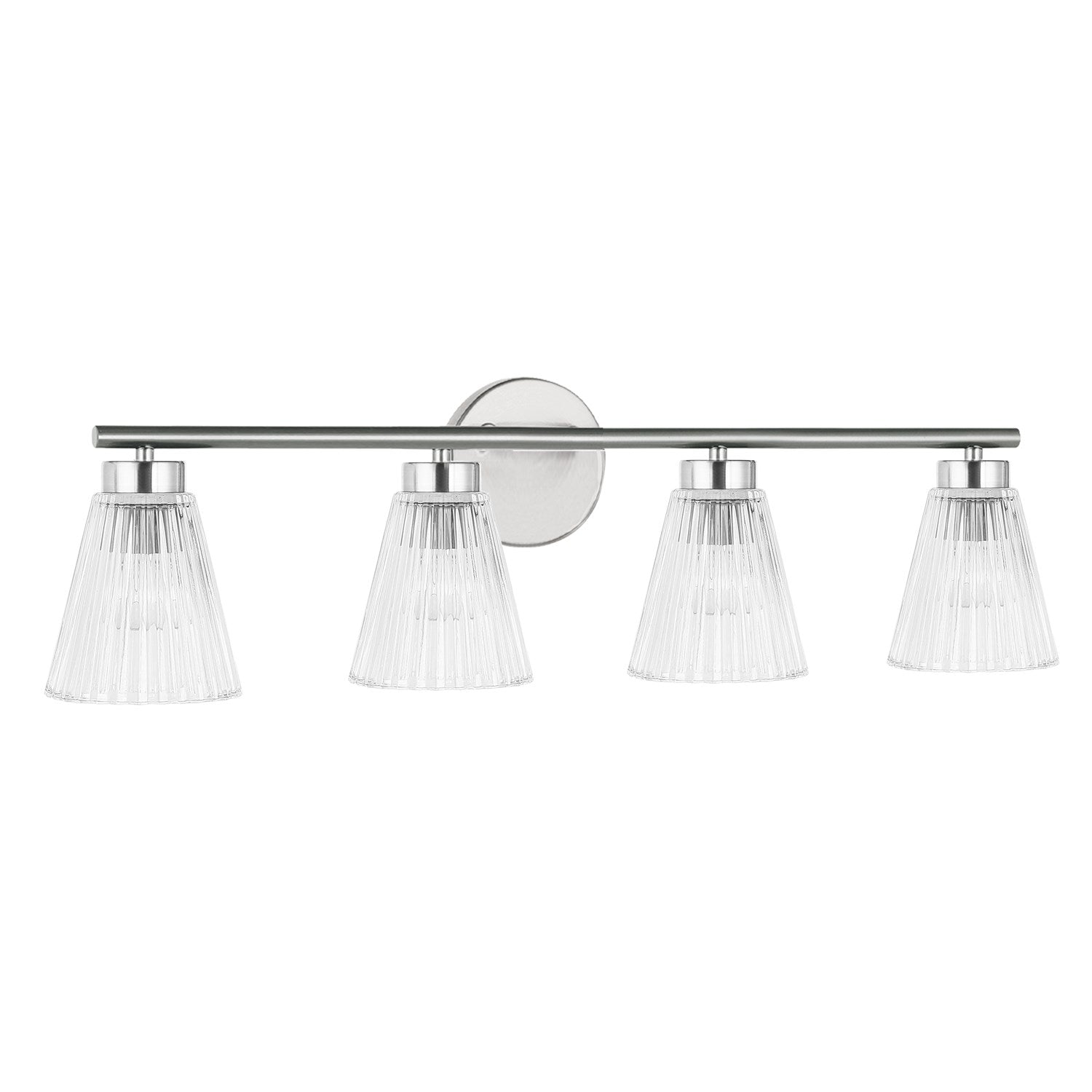 4 Light Incandescent Vanity Polished Chrome With Clear Ribbed Glass by Dainolite