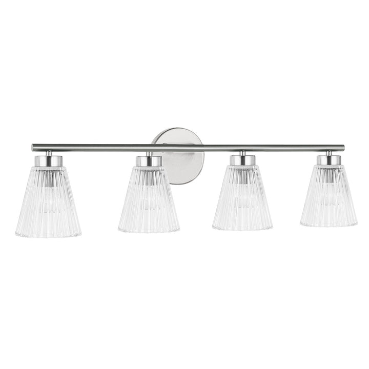 4 Light Incandescent Vanity Polished Chrome With Clear Ribbed Glass by Dainolite