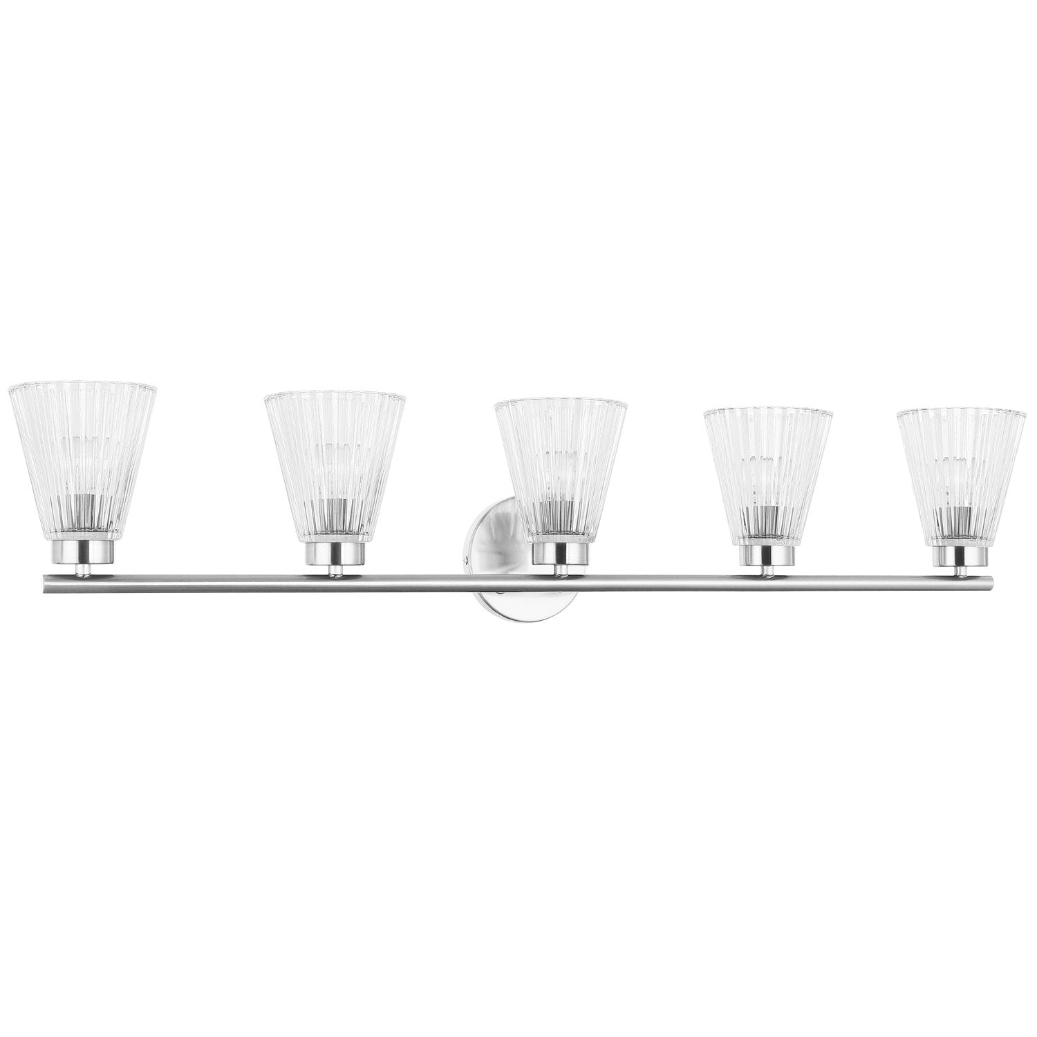 5 Light Incandescent Vanity Polished Chrome With Clear Ribbed Glass by Dainolite