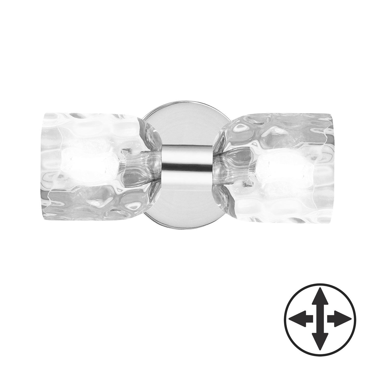 2 Light Polished Chrome Wall Sconce W/ Clear Water Glass by Dainolite