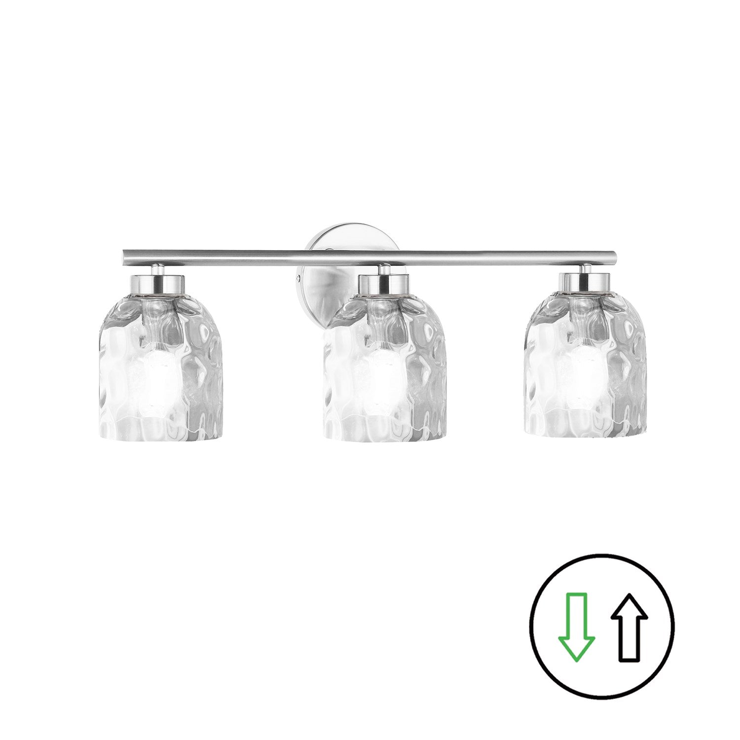 3 Light Polished Chrome Vanity W/ Clear Water Glass by Dainolite