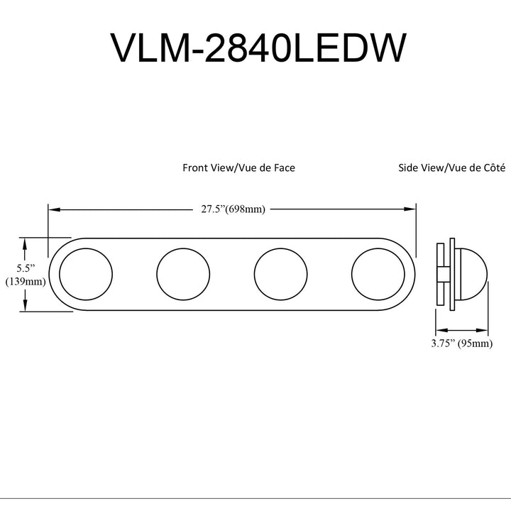 30W Vanity Matte Black With Clear Glass