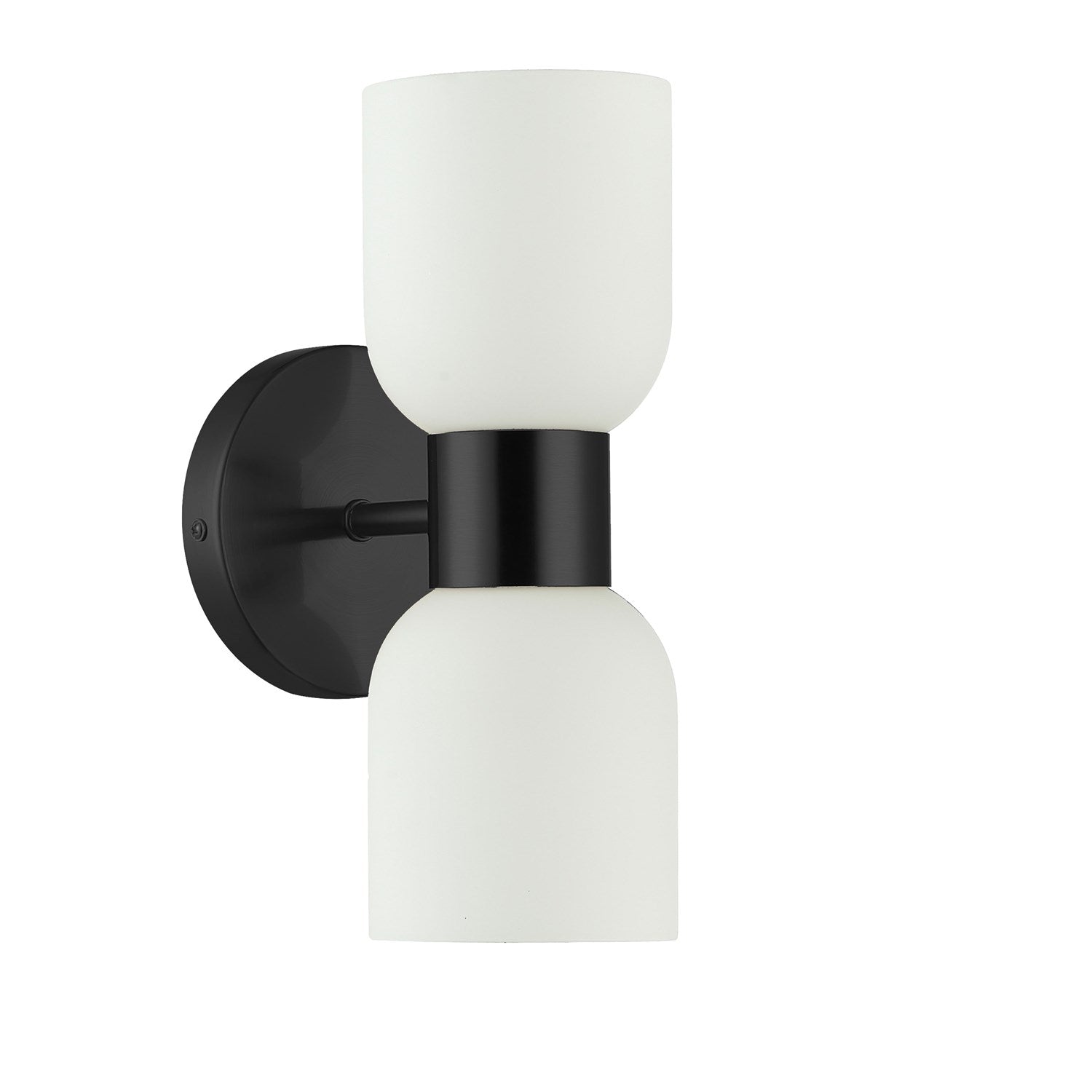 2 Light Matte Black Wall Sconce W/ Opal Glass by Dainolite