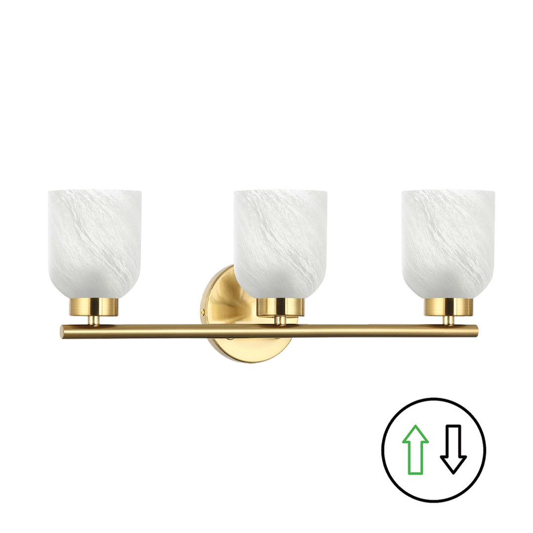 3 Light Vanity, Aged Brass W/ Faux Alabaster by Dainolite