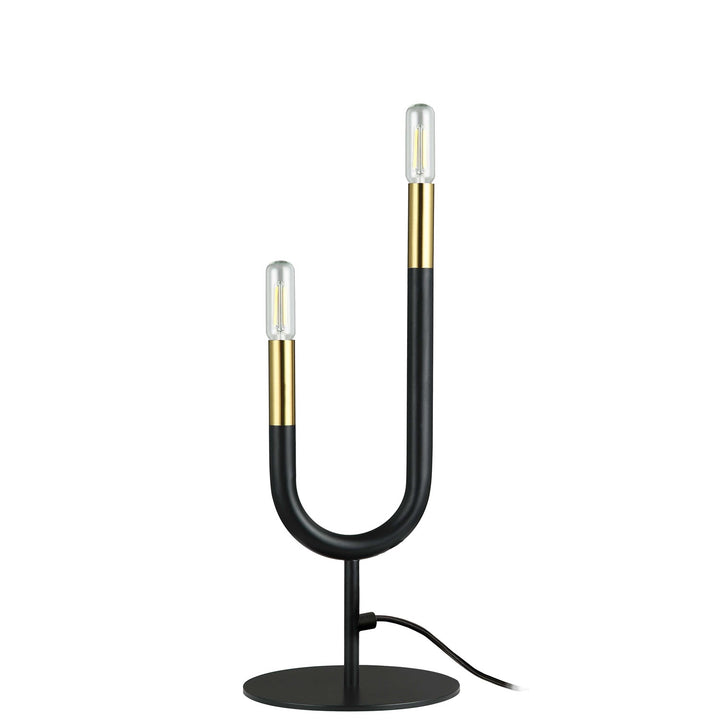 2 Light Incandescent Table Lamp, Matte Black