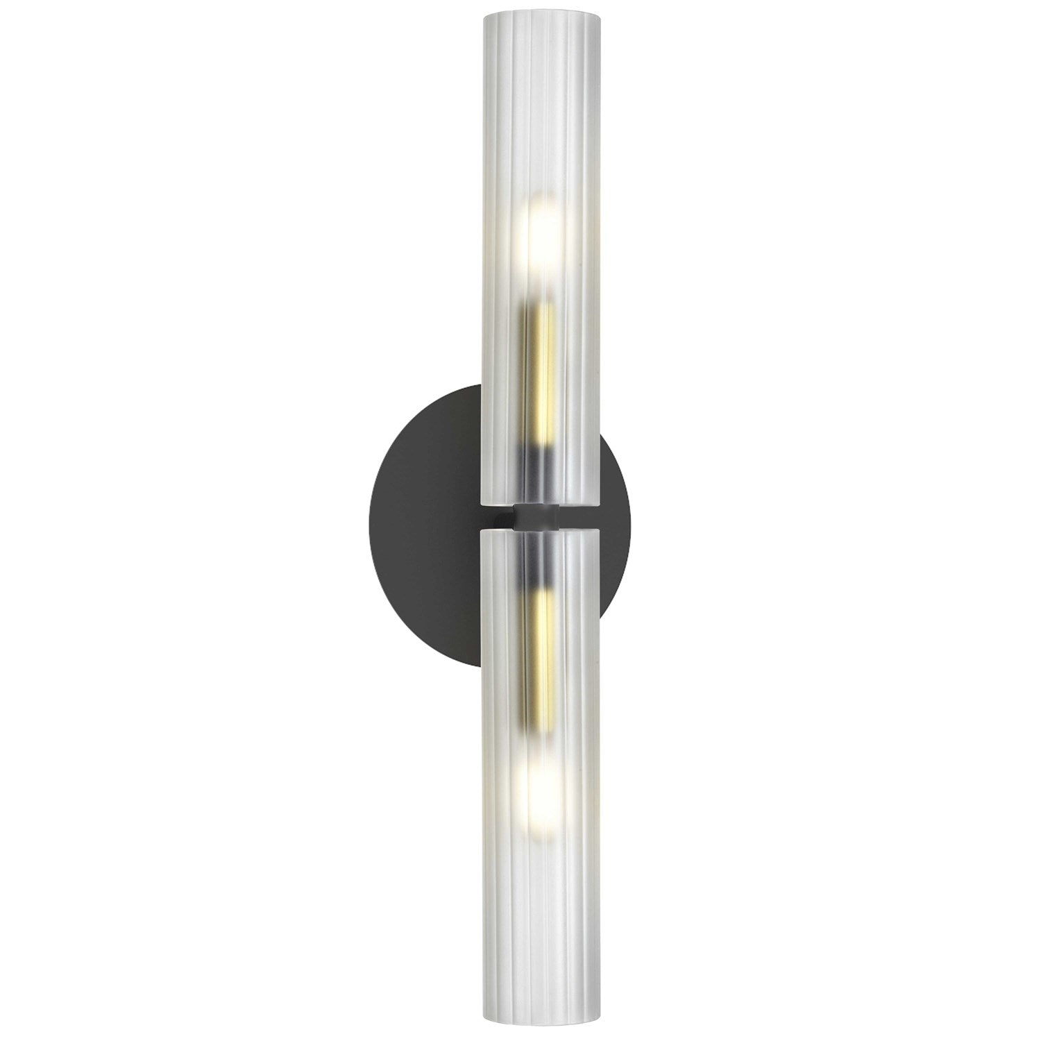 2 Light Incandescent  Wall Sconce Matte Black & Aged Brass W/ Frosted Glass by Dainolite