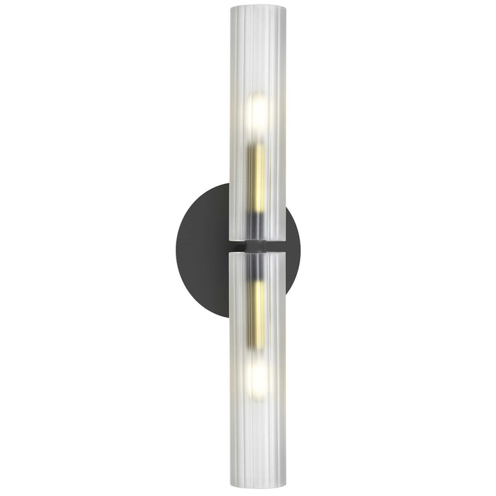 2 Light Incandescent  Wall Sconce Matte Black & Aged Brass W/ Frosted Glass by Dainolite
