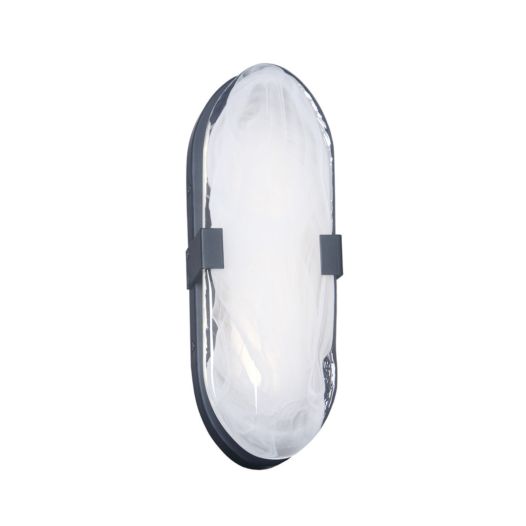15W Matte Black Wall Sconce With Alabaster Glass by Dainolite