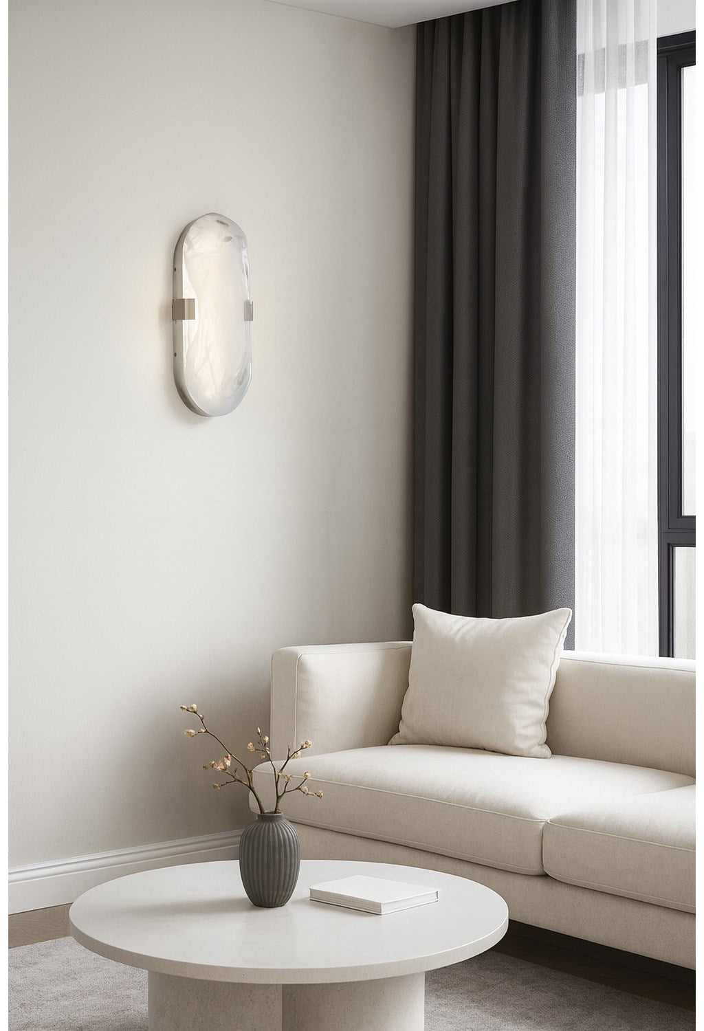 15W Polished Chrome Wall Sconce With Alabaster Glass