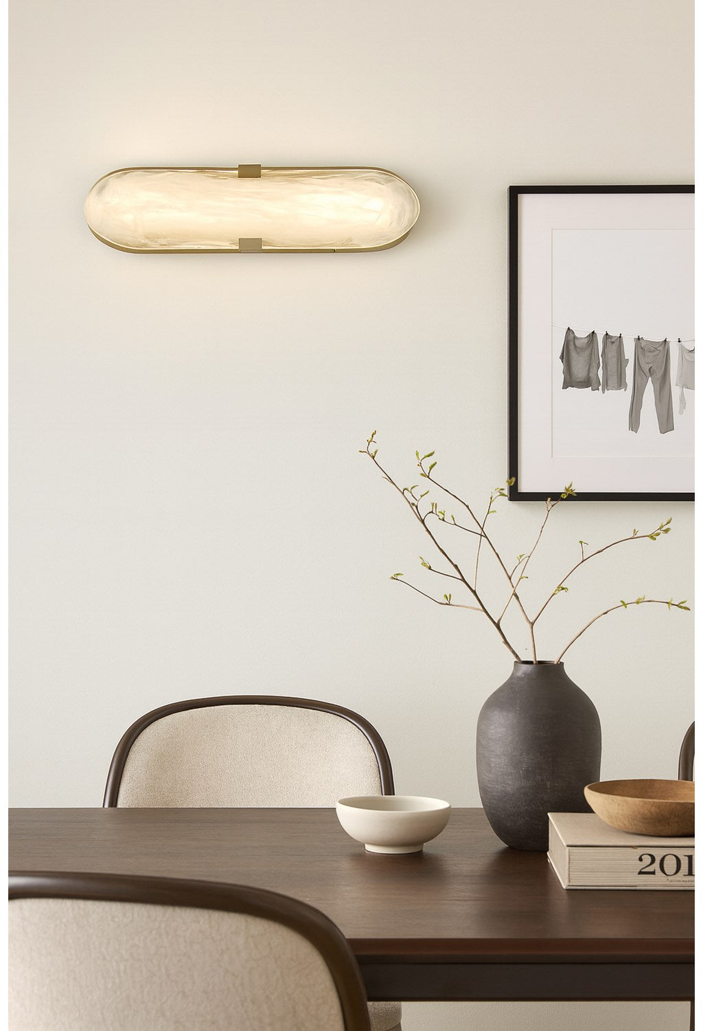 20W Wall Sconce Aged Brass With Alabaster Glass