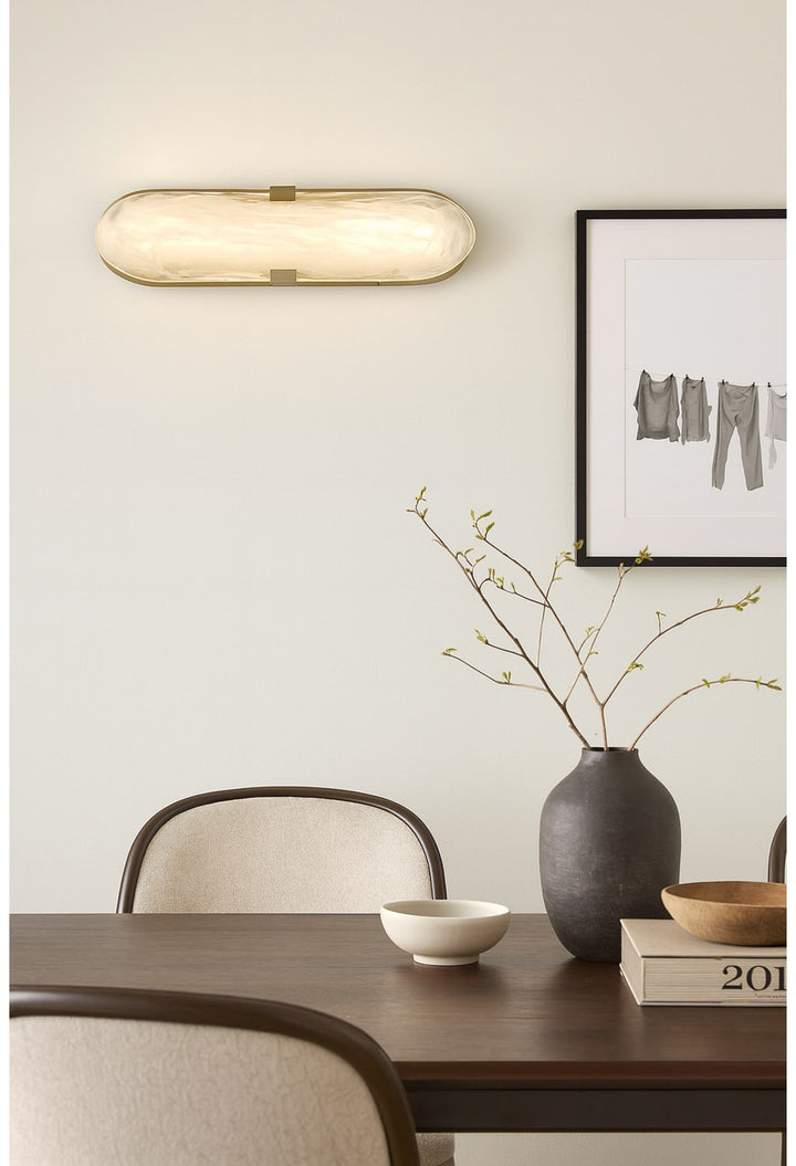 20W Wall Sconce Aged Brass With Alabaster Glass