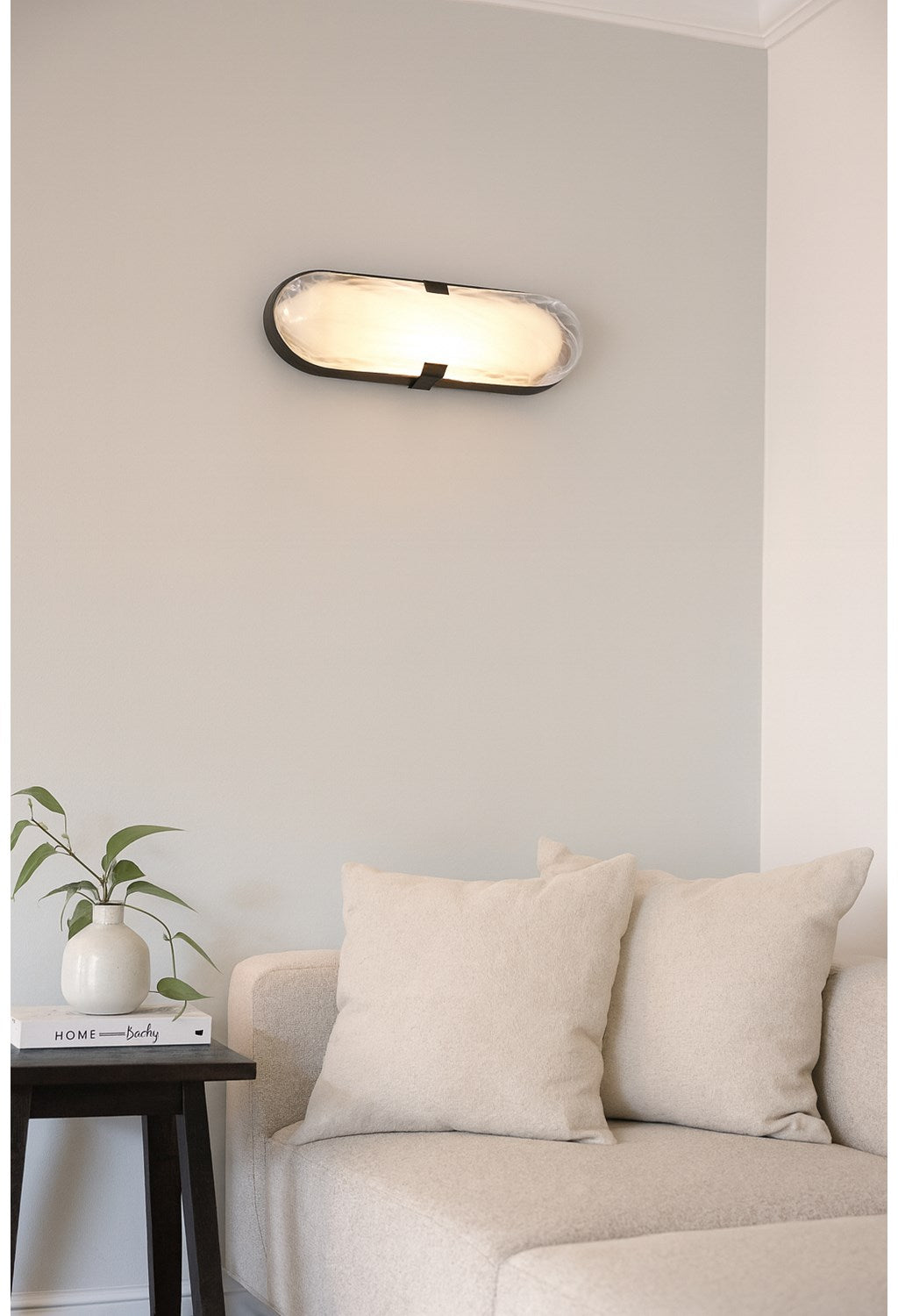 20W Wall Sconce Matte Black With Alabaster Glass
