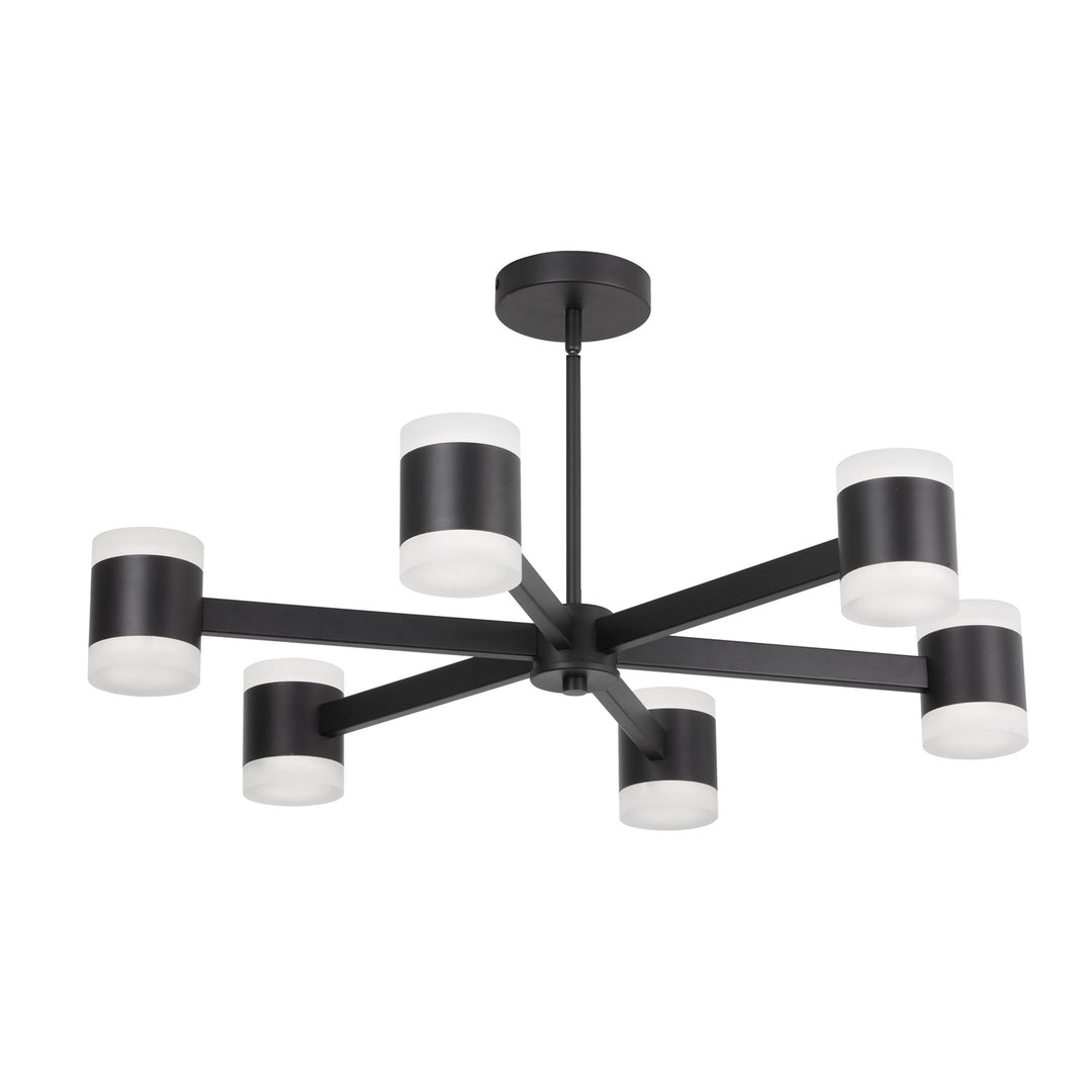 84W Chandelier, Matte Black W/ Frosted Acrylic Diffuser by Dainolite