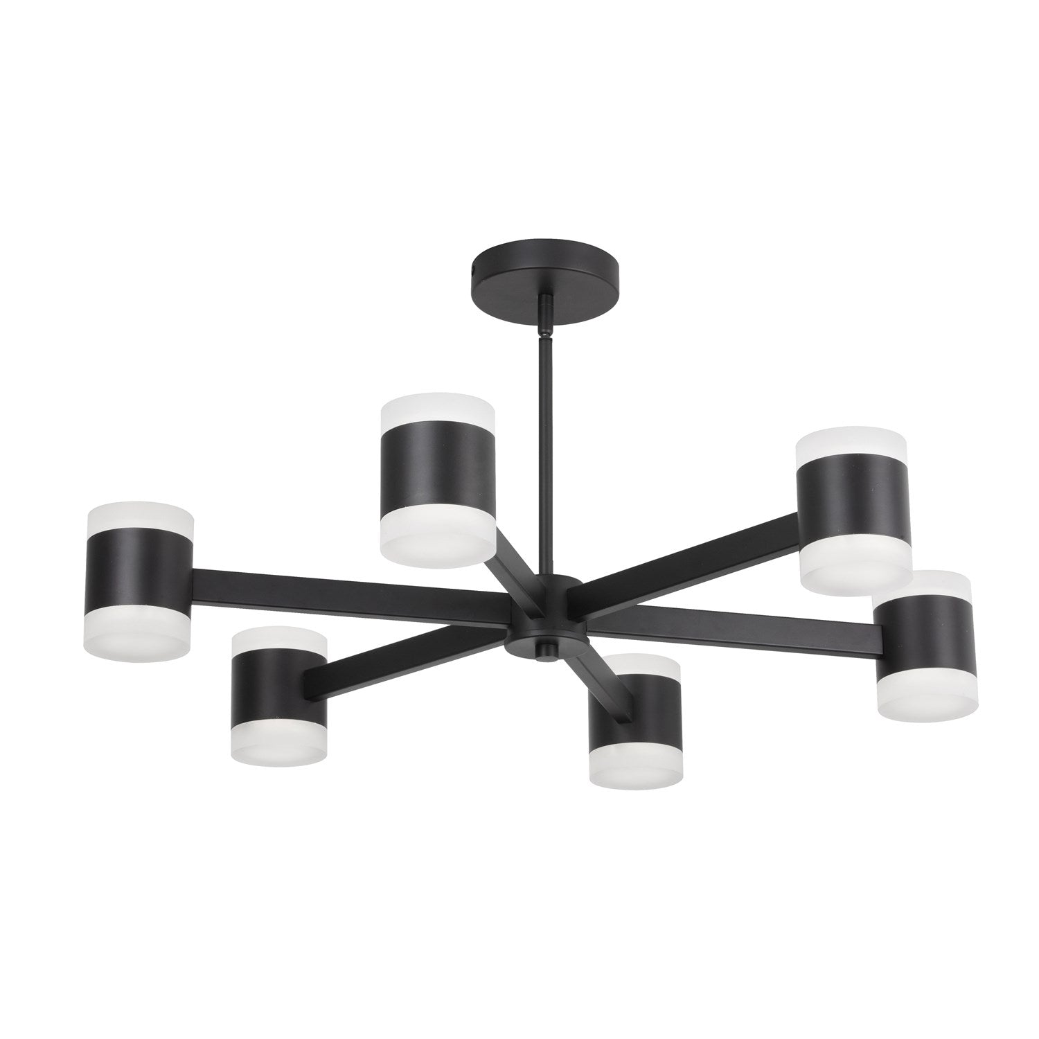 84W Chandelier, Matte Black W/ Frosted Acrylic Diffuser by Dainolite