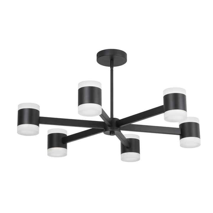 84W Chandelier, Matte Black W/ Frosted Acrylic Diffuser by Dainolite