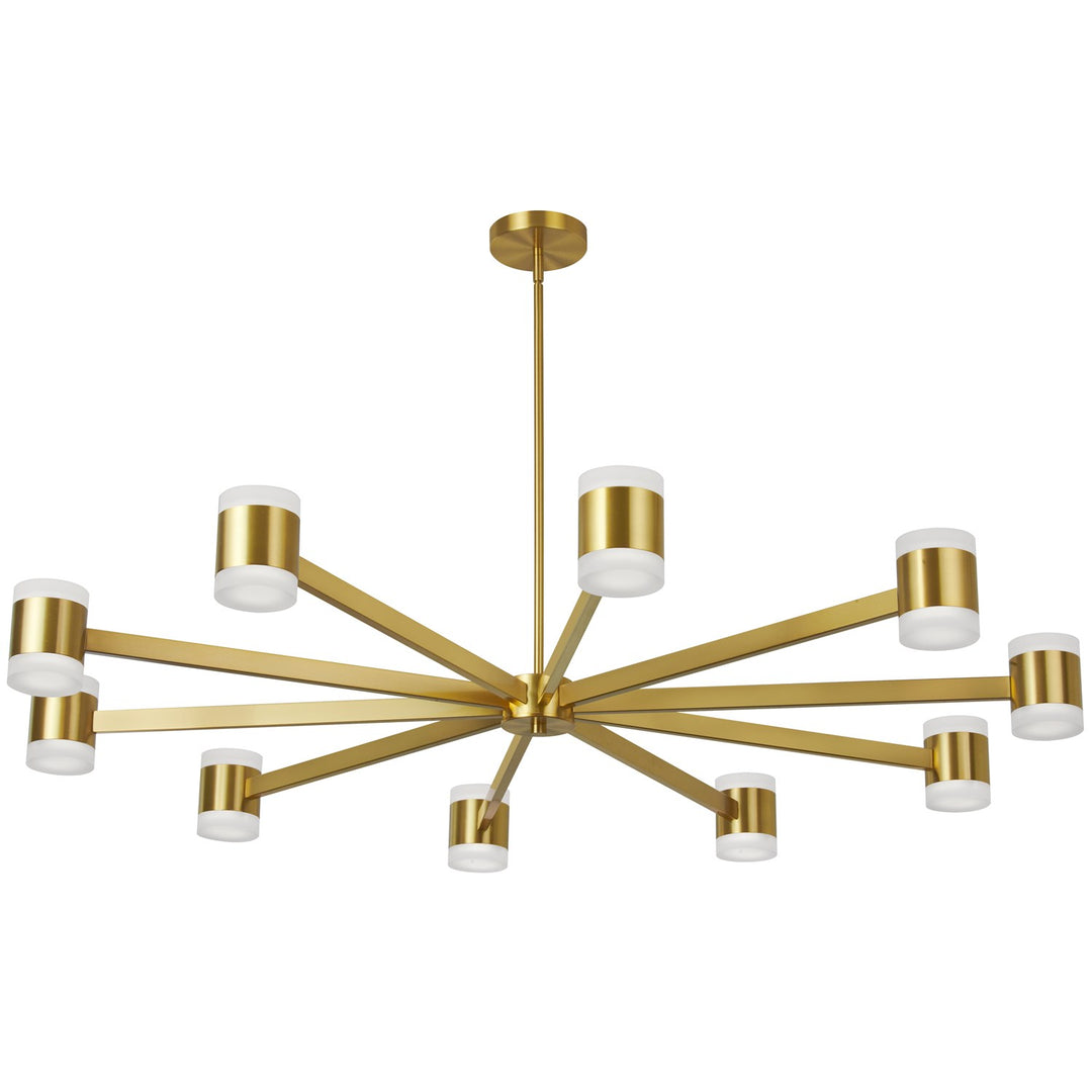 140W Chandelier, Aged Brass W/ Frosted Acrylic Diffuser by Dainolite