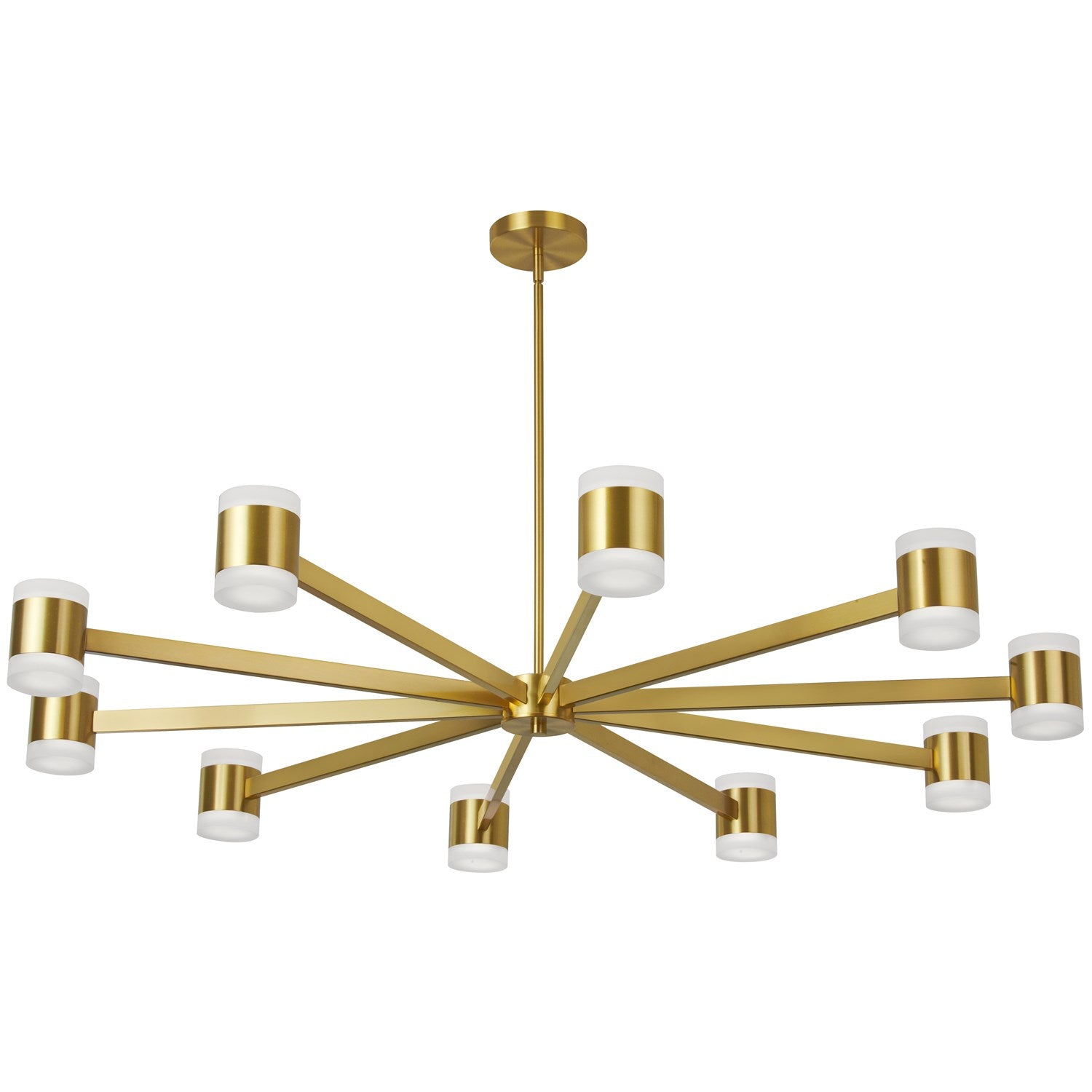 140W Chandelier, Aged Brass W/ Frosted Acrylic Diffuser by Dainolite