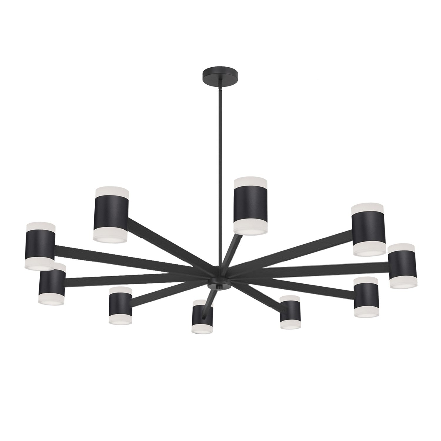 84W Chandelier, Matte Black W/ Frosted Acrylic Diffuser by Dainolite