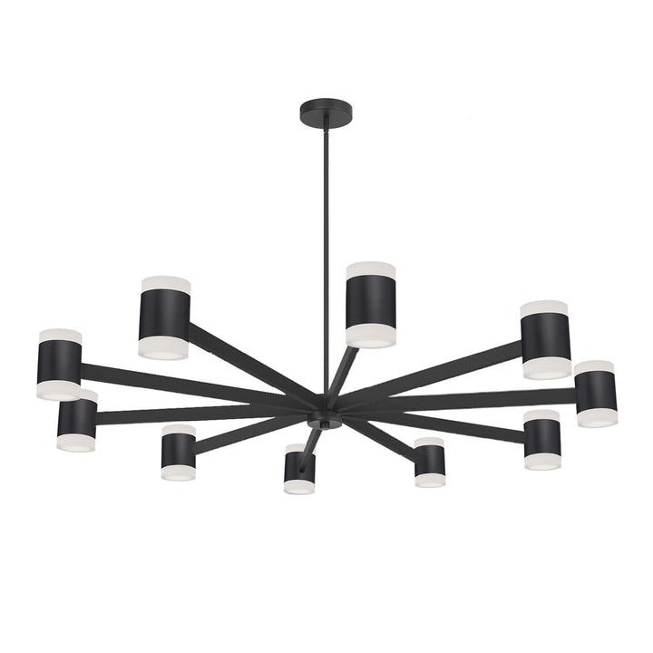 84W Chandelier, Matte Black W/ Frosted Acrylic Diffuser by Dainolite