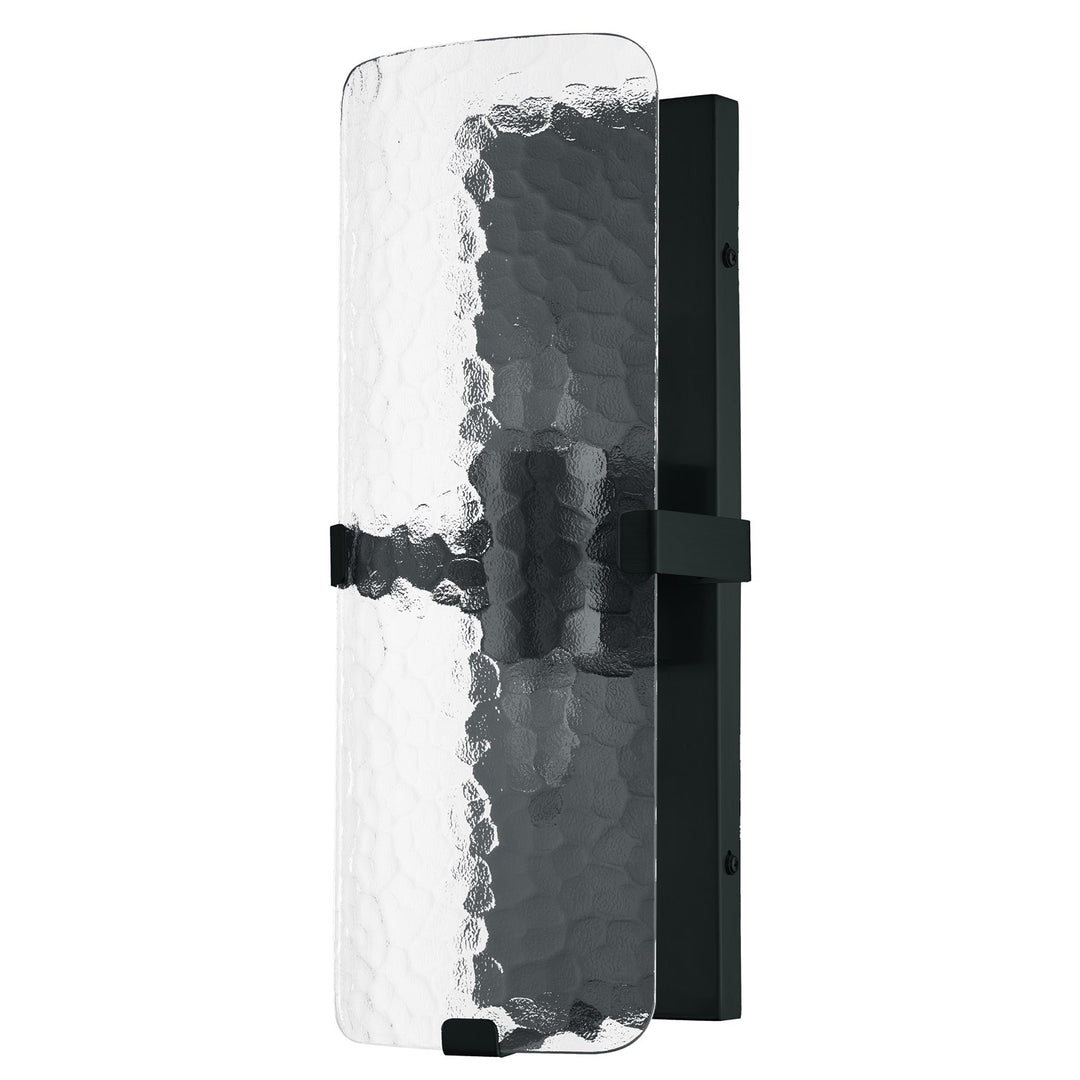 2 Light Wall Sconce In Matte Black W/ Clear Textured Glass by Dainolite