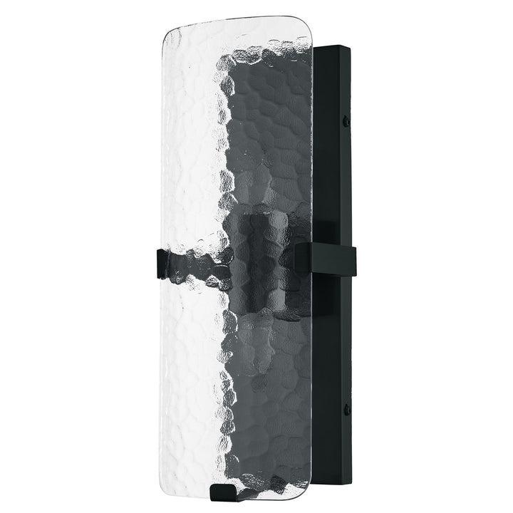 2 Light Wall Sconce In Matte Black W/ Clear Textured Glass by Dainolite