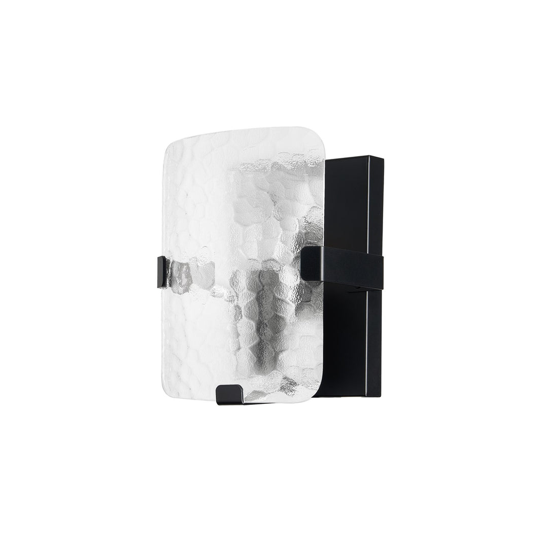 1 Light Wall Sconce In Matte Black W/ Clear Textured Glass by Dainolite
