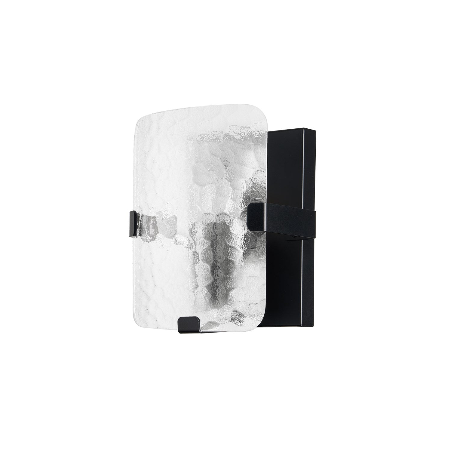 1 Light Wall Sconce In Matte Black W/ Clear Textured Glass by Dainolite