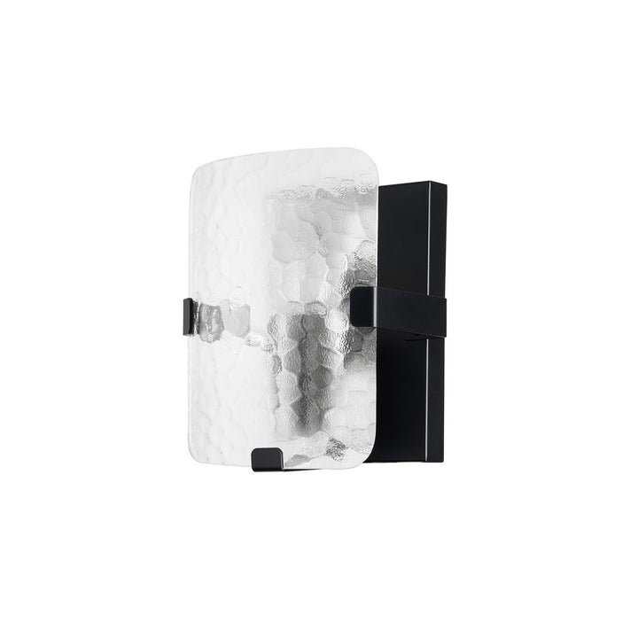 1 Light Wall Sconce In Matte Black W/ Clear Textured Glass by Dainolite