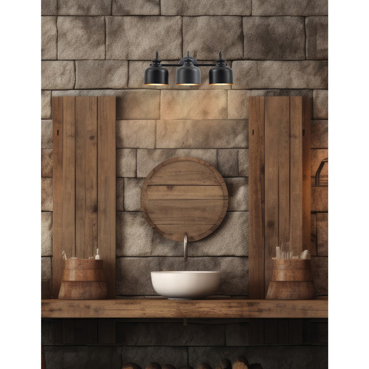 3 Light Vanity In Matte Black