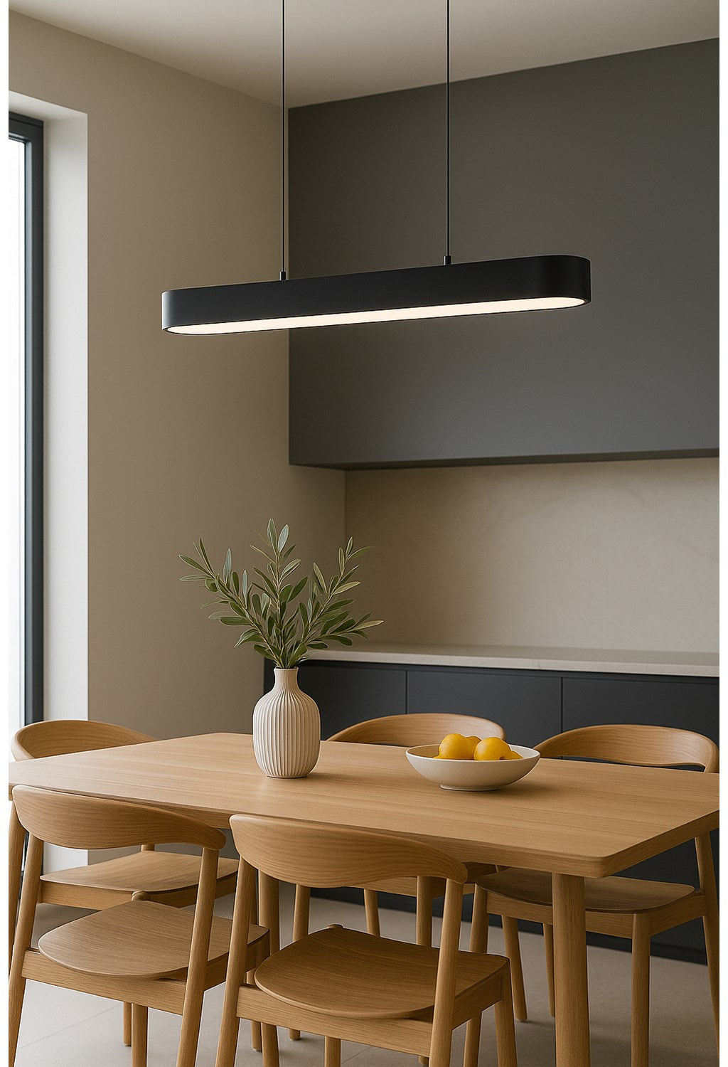 50W Matte Black Horizontal Pendant W/ Faux Alabaster