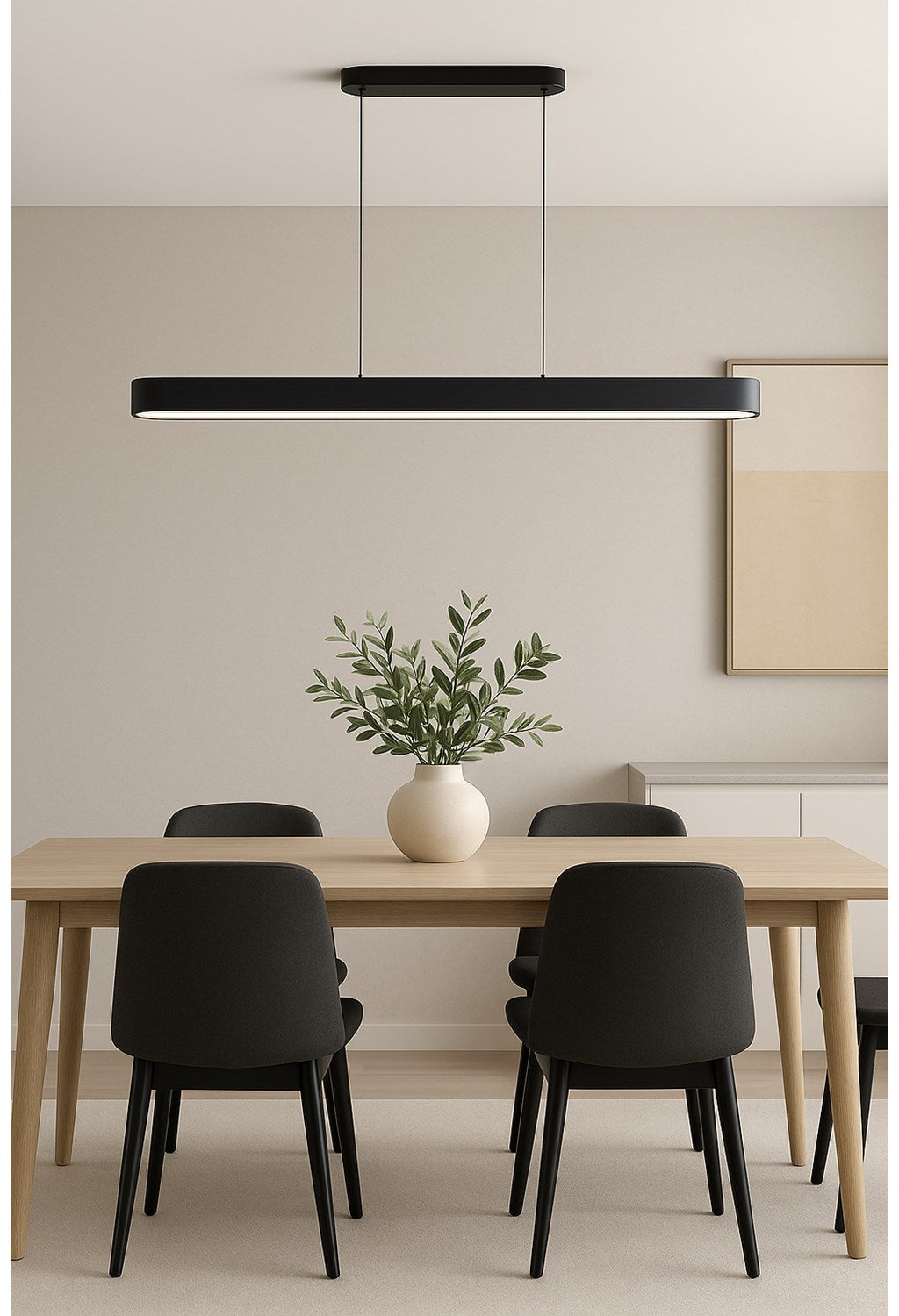 60W Matte Black Horizontal Pendant W/ Faux Alabaster