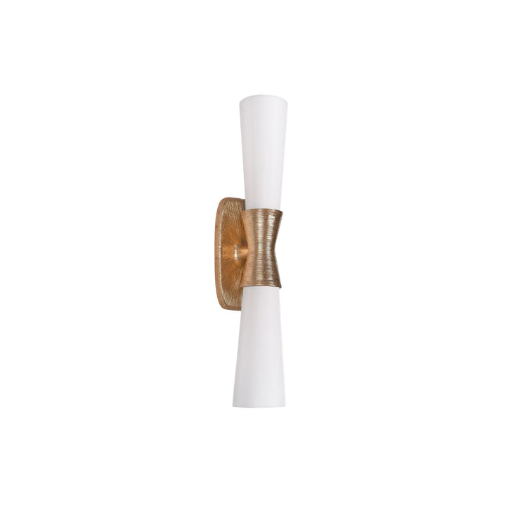 2 Light Wall Sconce In Gold W/ Opal Glass by Dainolite