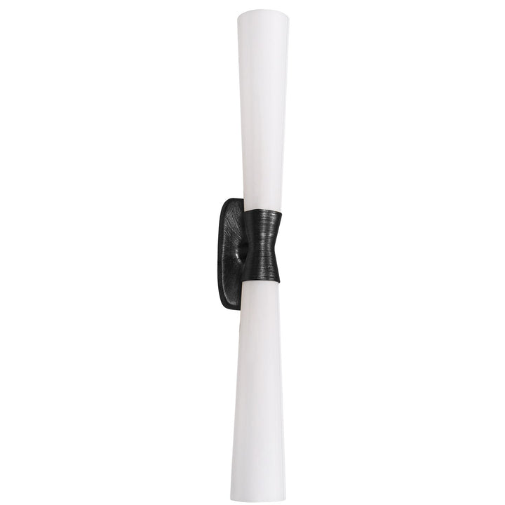 2 Light Wall Sconce In Matte Black W/ Opal Glass by Dainolite
