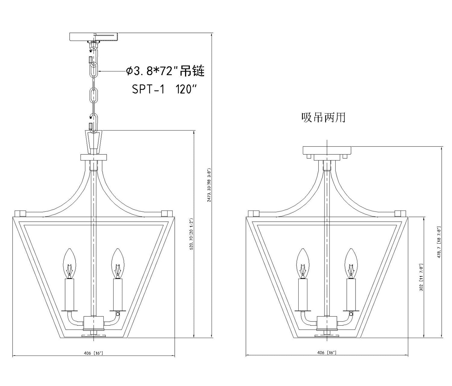 3 Light Chandelier