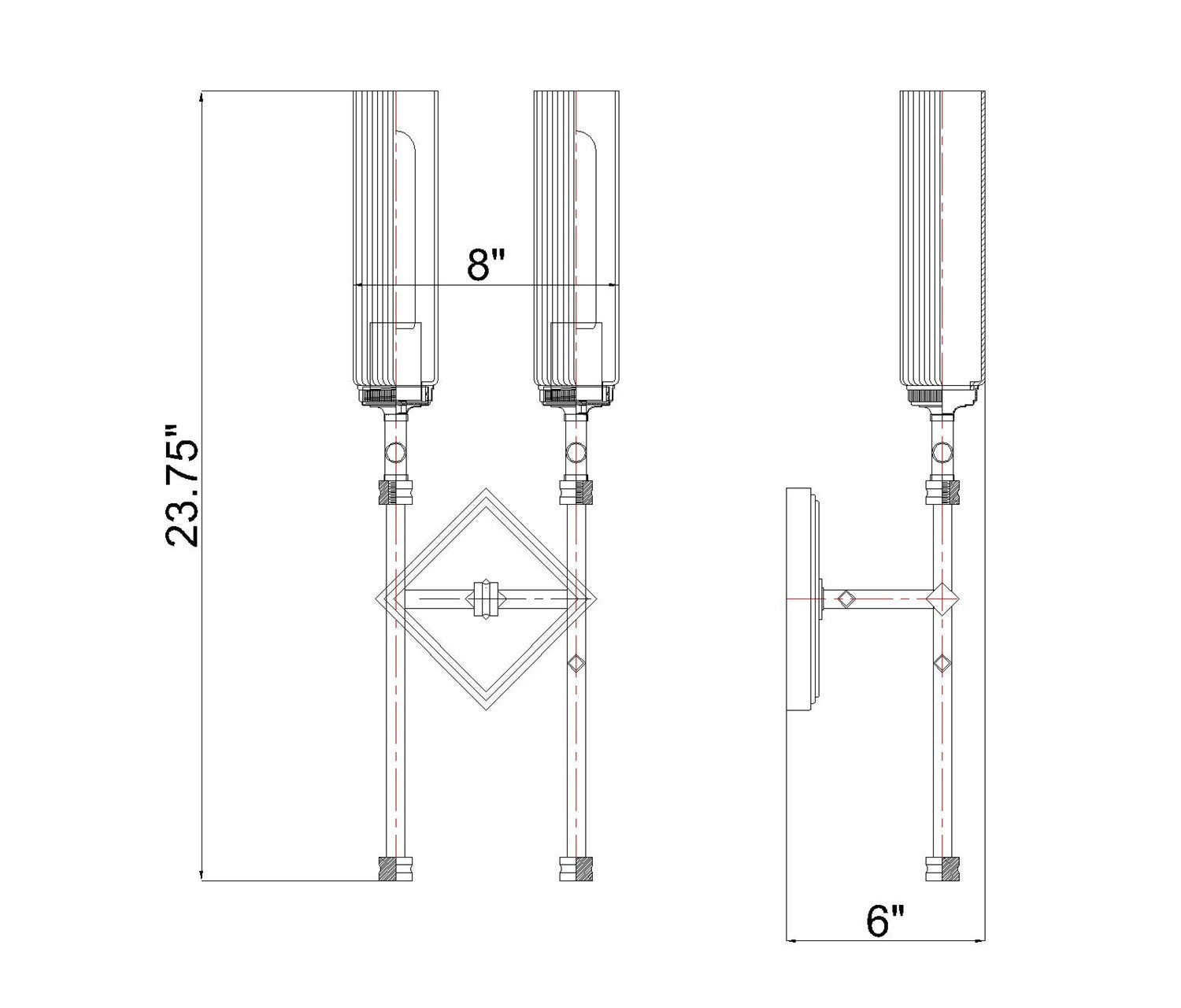 2 Light Wall Sconce