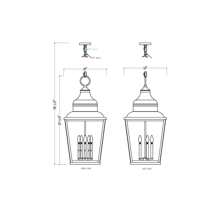 5 Light Outdoor Chain Mount Ceiling Fixture