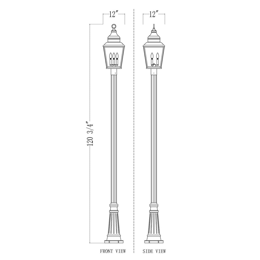 3 Light Outdoor Post Mounted Fixture