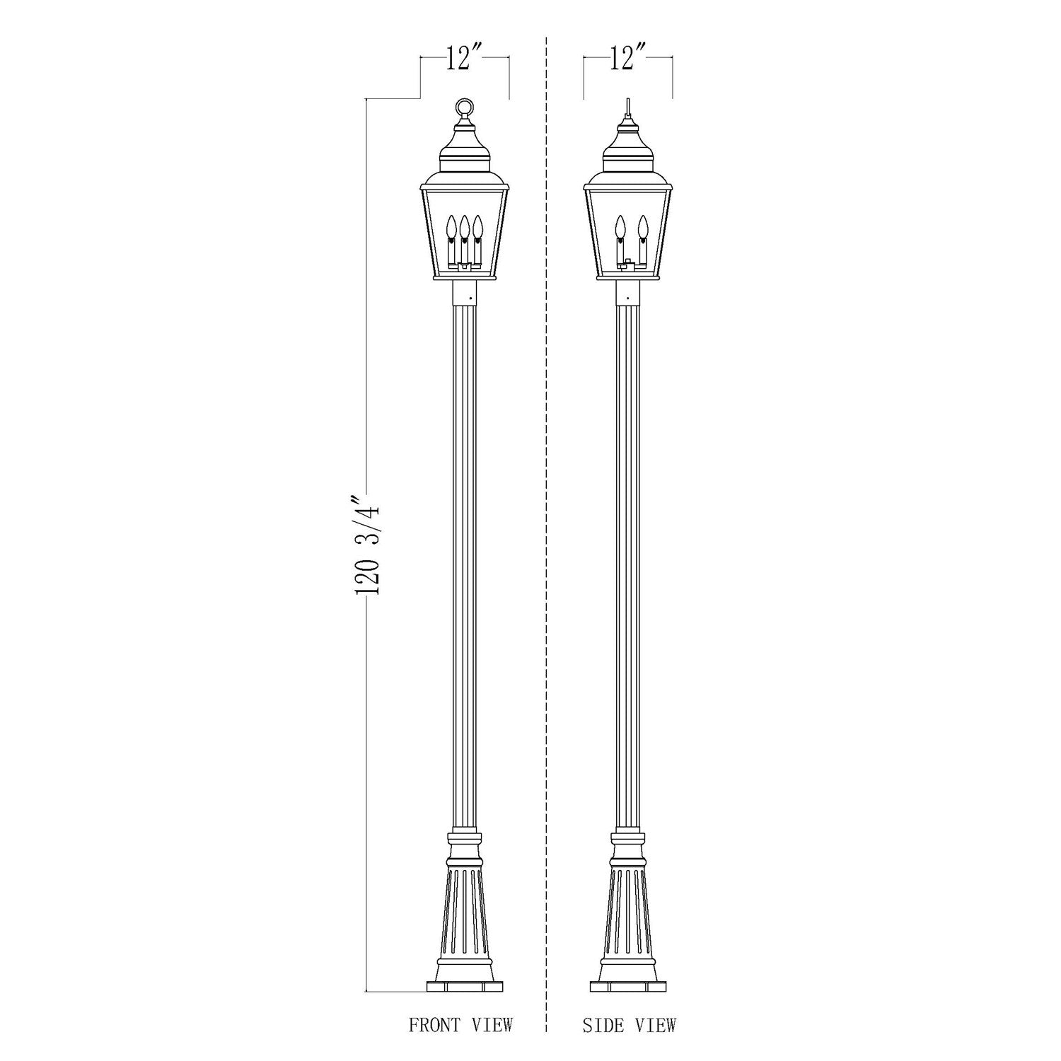 3 Light Outdoor Post Mounted Fixture