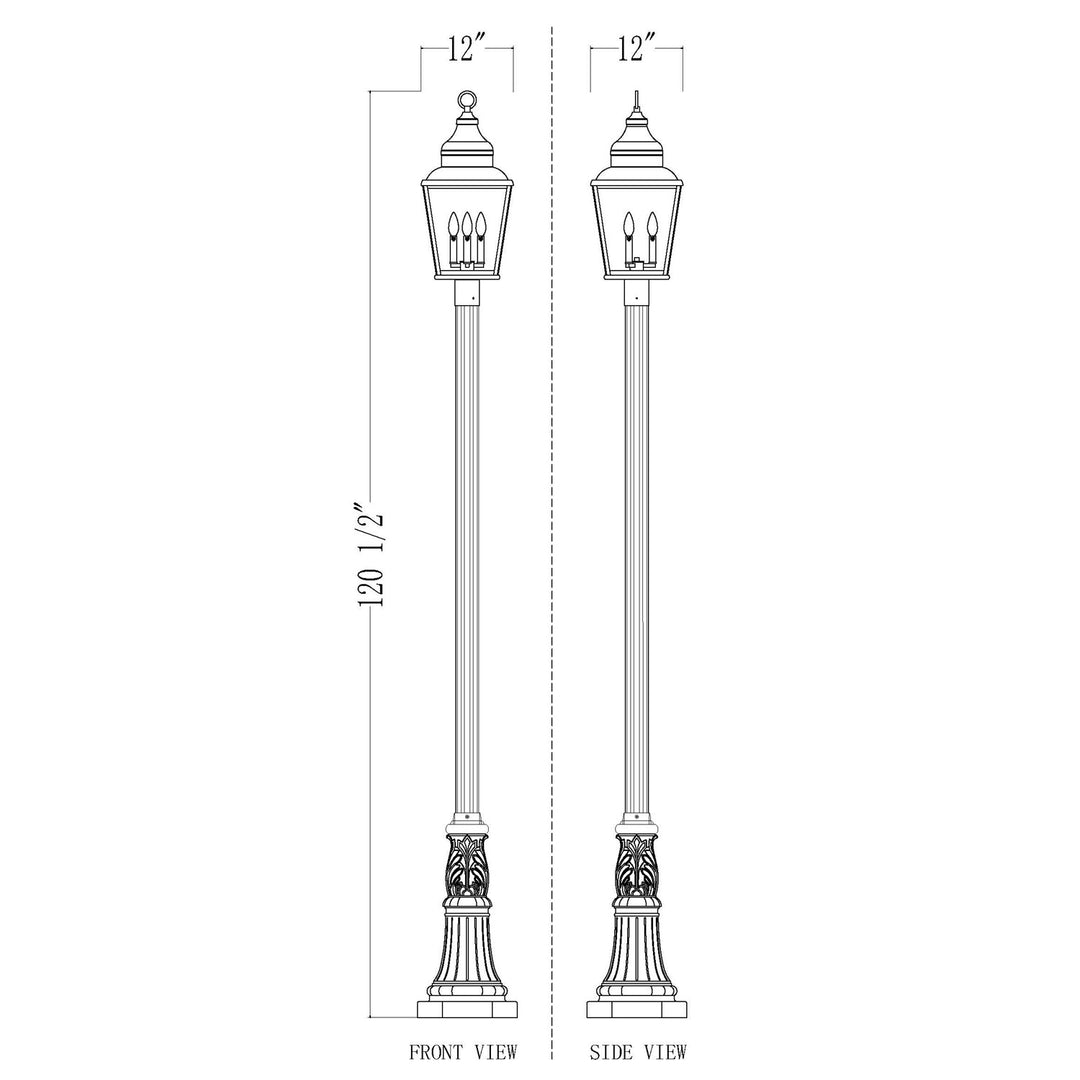 3 Light Outdoor Post Mounted Fixture