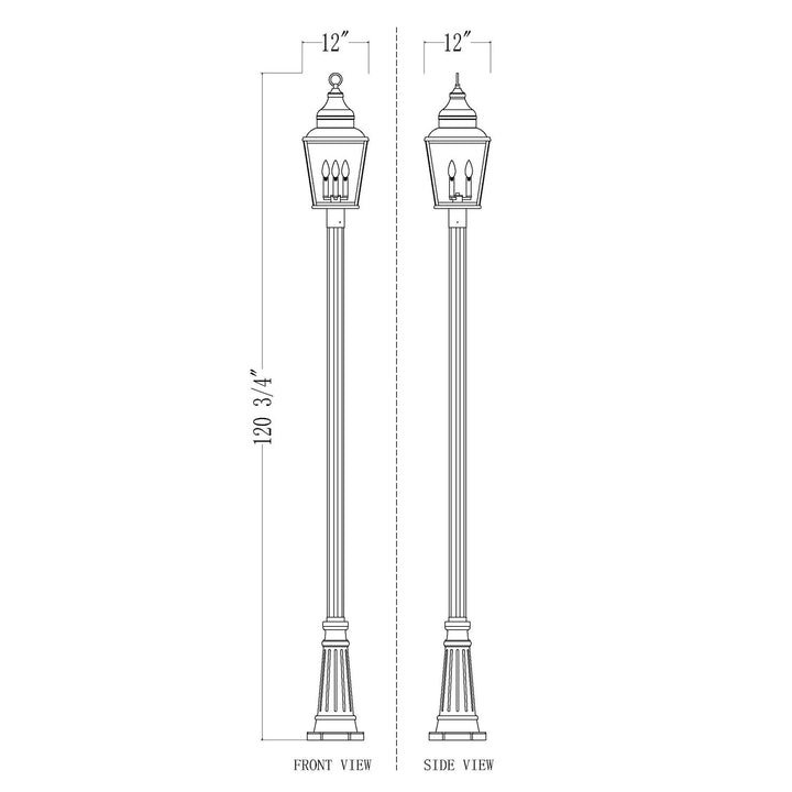 3 Light Outdoor Post Mounted Fixture