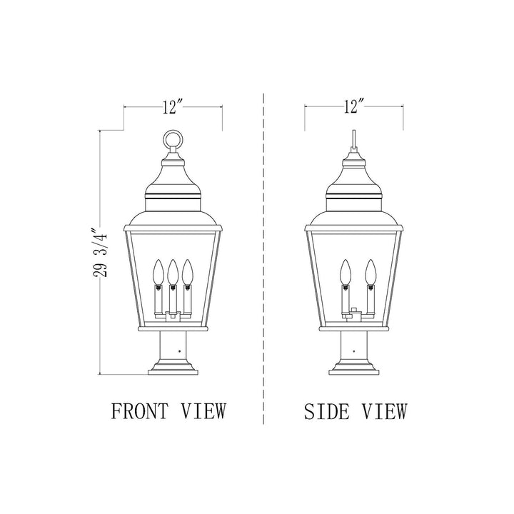 3 Light Outdoor Pier Mounted Fixture