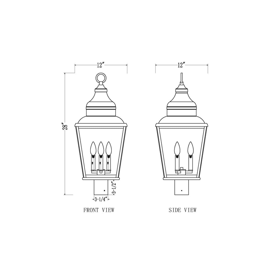 3 Light Outdoor Post Mount Fixture