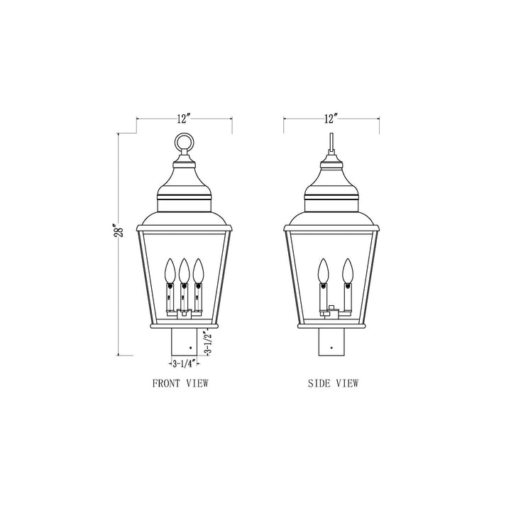 3 Light Outdoor Post Mount Fixture