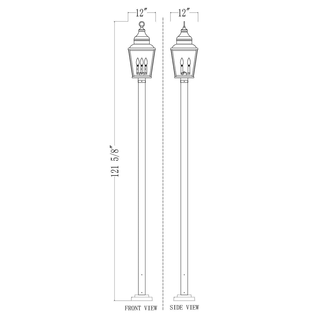 3 Light Outdoor Post Mounted Fixture