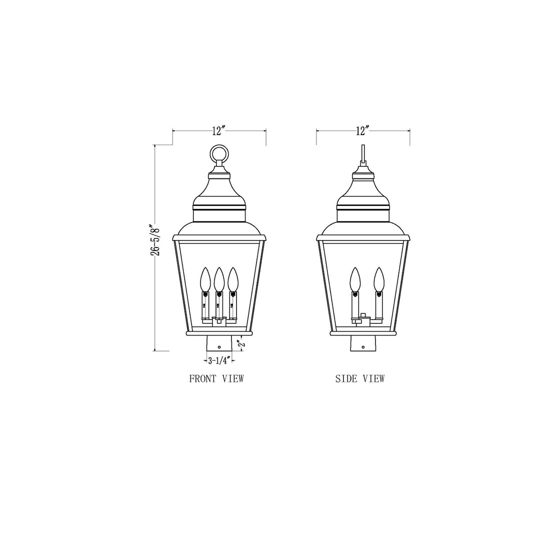3 Light Outdoor Post Mount Fixture