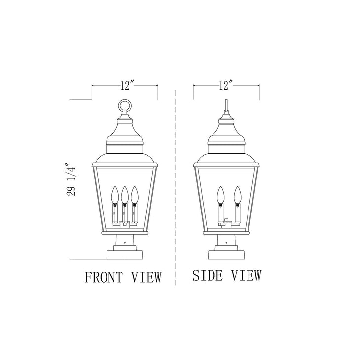 3 Light Outdoor Pier Mounted Fixture