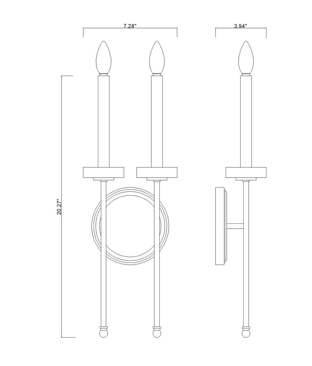 2 Light Wall Sconce