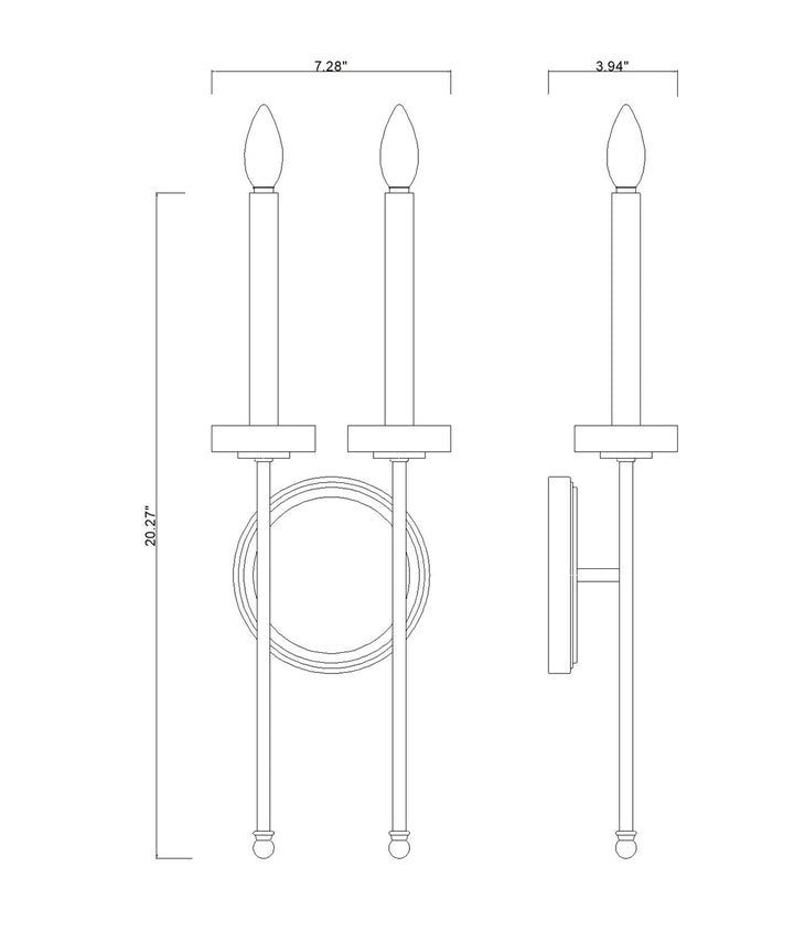 2 Light Wall Sconce