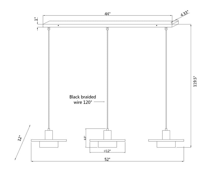 3 Light Linear Chandelier