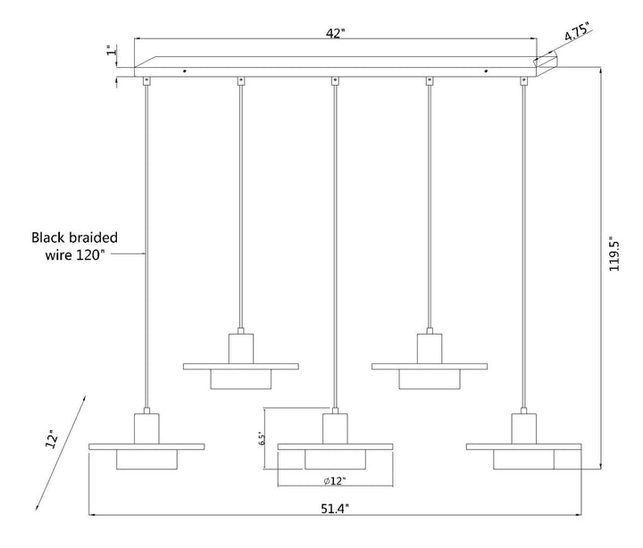 5 Light Linear Chandelier